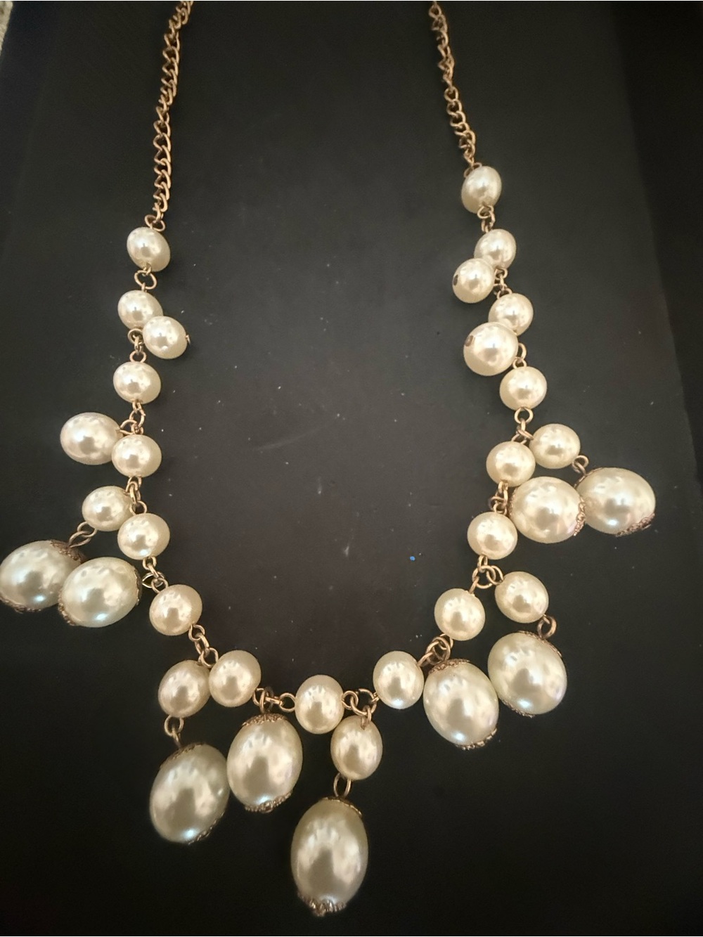 Gold-Tone Pearl Drop Necklace - Ivory Pearl Statement Necklace